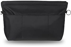 Etercycle Handbag Organiser, Nylon Bag Organiser with Key Ring, Inner Pockets, Waterproof for Handbags Organiser, black, M