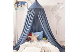 SESAMIS Baldachin Kinderzimmer, Betthimmel Babybett Kinderzimmer 4 Farben, Hängende Rund Princess Insektennetz Moskitonetz, Für Kinderzimmer und Spielzimmer Dekoration，56 * 230 * 450cm (Blau)