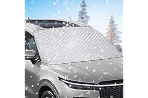AKAPOLA Couverture Pare Brise Avant Voiture,Protege Pare Brise Givre,Protection pare brise hiver,Bâche voiture Anti Neige Anti Glace UV Soleil Protection Repliable Universelle pour Voiture SUV(177 x141x109cm)