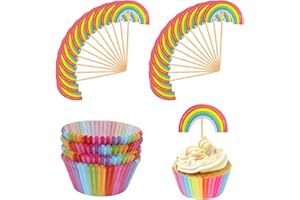 TAFACE 100 sztuk tęczowych foremek do ciasta, 24 sztuki tęczowych foremek do babeczek, mini foremki do muffinek, akcesoria dekoracyjne do babeczek, na urodziny, wesele, baby shower