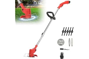 SWBSLL Debroussailleuse Electrique Sans Fil, 21v Coupe Bordure Coupe Bordure Sans Fil Avec Batterie Outillage De Jardin Motorisé Avec 3 Types De Lames Pour La Coupe De Jardin Pelouses Et Terres Agricoles (A)