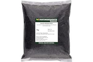JustIngredients Black Peppercorns 500g, Organic Whole, Coarse Cracked Black Pepper for Grinder Mill, Seasoning, Spice, Fresh Pepper for Cooking