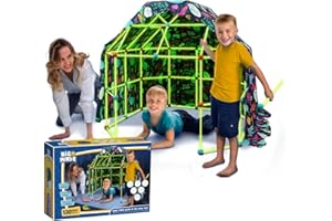 PARTY TOWN Big Minds - Capanna Che Brilla Al Buio | Fortino Per Bambini 5 Ans | Kit Costruzione Fortezza Per Bambini | Costruzioni Forme Infinite 130 Pezzi