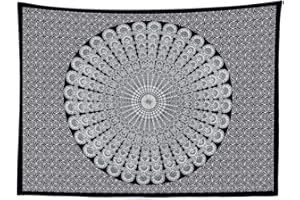 Ulticool - Mandala Noir Blanc Hippie Bohemian - Tapisserie murale - 200x150 cm - Grande tapisserie – Poster – Habillage – Toile - Peinture - Tapestry pour fenêtre de lit, mur ou plafond