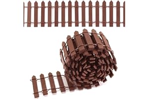 HUYUE Holzzaun Miniatur Zaun Braun Deko Mini Gartenzaun Holz für Garten Dekoration 100 x 5 cm