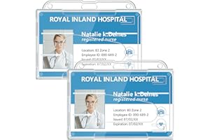 Teskyer 2 Pezzi Porta Badge, Rigido, Plastica, Trasparente, Extra Spesso, Porta Tesserino, per ufficio, Autobus, Pass, Orizzontale