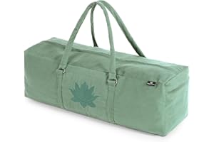 Yoga Studio Tasche für Yoga-Set, YKK, mit durchgehendem Reißverschluss, Baumwolle, für Yoga und Pilates, Unisex-Matten-Tasche mit Fächern für Matten und Zubehör, passend für die meisten Mattengrößen