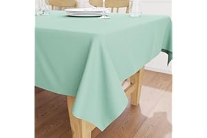 Encasa XO Tovaglia Dimensioni 140x180 cm | Tessuto in tela di cotone | Tinta unita Menta verde intenso | Tovaglia da pranzo per decorazione - Lavabile in lavatrice