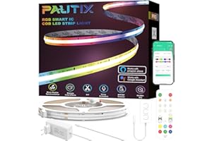 PAUTIX WIFI RGB Smart IC Ruban LED COB 10M Kit, DC24V Pixels à Changement de Couleur Adressable Smart RGB LED Bande Lumineuse améliorée pour Alexa/Google Assistant pour Projets d'Éclairage à Domicile