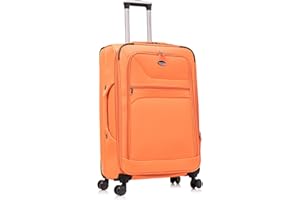 Aerostar Large 29” Lightweight Softshell Expandable Suitcase, Integrated Combination Lock, 4 Wheels Check in Luggage for 23kg (Orange, 112 litres)