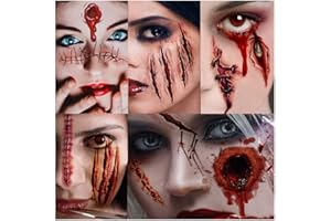 HUHUDAY Trucchi Halloween, Trucco Halloween, Tatuaggi Halloween, 11 Fogli, Adesivi Halloween, Impermeabile, Realistici, Cicatrici Finte, da Utilizzare per Mascherarsi da Zombie O da Sfregiati XD