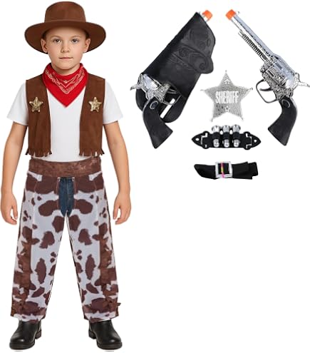 Wild West Sheriff Costume For Toddlers - Vest, Chaps, Shirt, Hat & Bandana, Size 12/18 Months