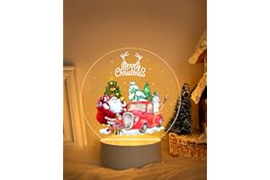 DJLLA Regalo di Natale Decorazione Luce Notturna Buon Natale Babbo Natale Luce Notturna Acrilico USB 16 Colori Luce Notturna Festiva Regalo di Natale per Bambini Amici Decorazioni per la Famiglia