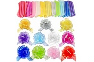 FQTANJU 22 Pieces Pull Bow Mixed Color Large Organza Pull Bow Present Wrapping Pull Bow with Ribbon for Wedding Party Decoration Gift Baskets, 6 Inches