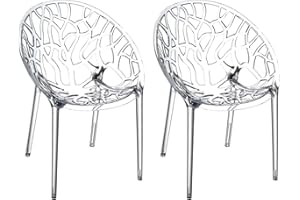 CLP 2er-Set XXL Gartenstuhl-Crystal aus Kunststoff I 2 x Wetterbeständiger Stapelstuhl mit Einer maximalen Belastbarkeit von 160 kg, Farbe:transparent