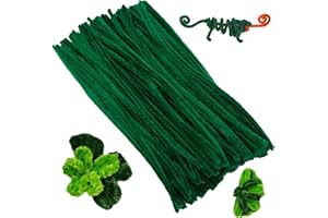 XIAOJING0 100 Stück Pfeifenreiniger Chenilledraht 30CM Biegeplüsch Kunst Pfeifenputzer Bunt Bastelset Bendable DIY Twist Stick Biegeplüsch Bunt zum Basteln für Zum Basteln und Dekorieren(Dunkelgrün)