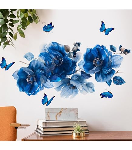 Stickers Muraux Magnolia - Autocollants Fleurs Blanches Pour Déco Chambre, Salle De Bain, Enfant - Faciles à Poser Et Retirer