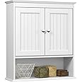 Spirich Home Bathroom Cabinet Wall Mounted with Doors, Wood Hanging Cabinet, Wall Cabinets with Doors and Shelves Over The Toilet, Bathroom Wall Cabinet White