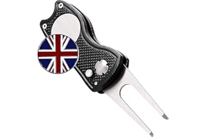 FINGER TEN Golf Divot Repair Tool with Ball Marker Value 1/2 Pack, Stainless Steel Magnetic Marker Color Red Blue Black Foldable Portable Gifts for Men Women Golfer