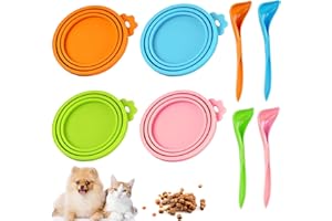 CFSVVD 4 Stück Dosendeckel Katzenfutter, Tierfutter-Dosendeckel mit 4 Löffeln für Haustier Futteraufbewahrung, für Haustier Futteraufbewahrung, Passt auf Fast Alle Futterdosen