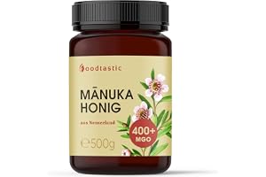Foodtastic Manuka Honung MGO 400+ 500 g, certifierad från Nya Zeeland, laboratorietestad manukahonung