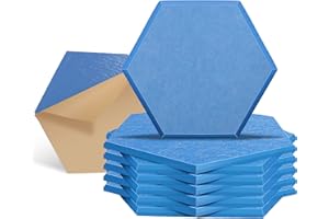 GUUSII HOME Sound Absorbing Panels for Walls, 30 x 25.5 x 1 cm, Hexagonal Adhesive Acoustic Panels, Coloured Polyester Acoustic Material Door (Sky Blue, M 12 Pieces)