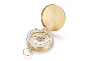 BIGCHEER Boussole Portable Étanche - Laiton - Compas Professionnel Fluorescente - Pour Enfants et Activités de Plein Air