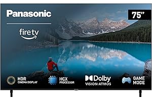 Panasonic TX-75MXW834, 75 Zoll 4K Ultra HD LED Smart 2023 TV, High Dynamic Range (HDR), Dolby Atmos & Dolby Vision, Fire TV, Prime Video, Alexa, Netflix, 2 Zoll Standfuß, Fernbedienung, Schwarz