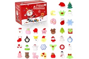 ONBAGLST 36 PCS Christmas Mochi Squishy Toys with Box, Xmas Squishy Toys for Squeeze Stress Reliever Anxiety for Kids Christmas Party Favors Stocking Stuffers Gifts