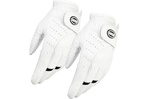 Dega Guanti da golf Confezione da 2 guanti da golf in 100% pelle Cabretta guanti da golf da uomo mano sinistra morbida al tatto grip bianco