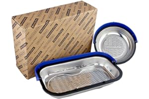 MichaelPro MP009014 Magnetic Parts Tray Holder Set (6” & 9-1/2”), 2-Piece Magnetic Tool Tray for Screws, Bolts and Nuts, with Patented Retractable Hood and Wave Pattern Design, Best Tray for Mechanics