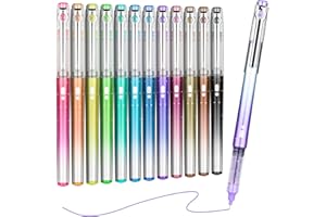 KERIFI Liquid Ink Rollerball Pens, 12 Coloured Pens, Smooth Writing, Quick Dry, 0.5mm Gel Ink Pens for Writing, Journaling, Drawing, High Capacity, No Bleed & Smear Smudge Stationery Supplies