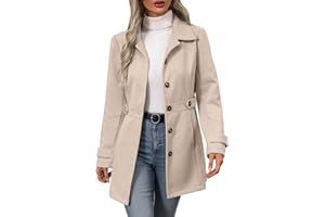 AEGJEGVD Manteau Femme en Laine Hiver Chaud Chic Mi-Long Trench Veste d'hiver pour Femmes élégante à Revers Manteau en Laine Longueur Moyenne Veste Mi-Saison Femmes Automne Blouson Vetement Coupe-Vent