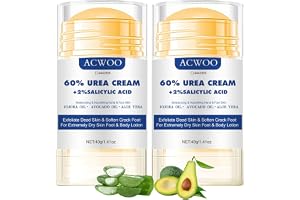 ACWOO 60 % urea-kräm, 2 st fotkräm med urea, reparationsstång, sprickade hälar, fuktgivande fotkräm, fotvårdskräm, för torra