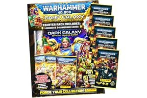 Panini Warhammer Dark Galaxy Lot de 40 000 cartes à collectionner (2023), 1 starter + 5 boosters avec 10 pochettes StronCard