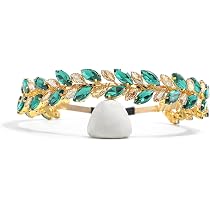 Blattgold-Stirnband Mit Kristall & Perlen – Grün – Handgemachter Haarschmuck Für Hochzeit & Fest