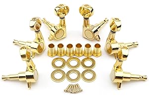 Unxuey 6 szt. 3L 3R Gold Tuning Key Peg, zamknięta część gitarowa tunery, kołki do strojenia strun, tunery, do gitary akustycznej lub elektrycznej, 6 szt