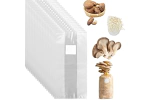 WIYETY 40 Bolsas de Cultivo de Hongos: 32 x 50 cm Con Filtro, Transparentes para Plantación de Setas, Cereales y Horticultura