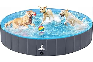 ‎POURBIBI Hundpools Für Hunde Große & Kleine, Hund Planschbecken für Hunde und Katzen, Faltbare Haustierpool mit Tragbar & Eco-Friendly PVC, Geeignet für Indoor-Gartenstrand 160cmx30cm