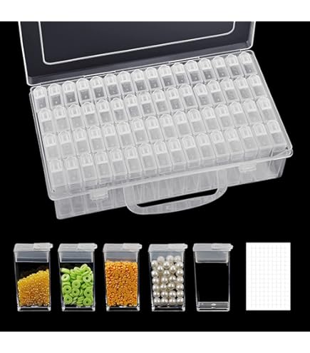 Scatola Porta Diamanti Con 56 Scomparti - Per Ricamo, Nail Art E Accessori - Trasparente E Compatta - Foto 9