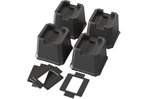Lutown-Teen 4 Pack Bed Risers 3 Inch Heavy Duty Bed Elevators Lifts Fits to Wheels of Furniture, Sofa, Table and Couch, Black