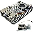 WEIYIXING Raspberry Pi 5 Case with 5 Layers Acrylic, Active Cooler for Raspberry Pi 5 4GB/8GB (Black)