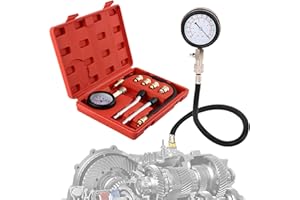 YISIGHT Kompressionstester Kompressionsprüfer Benzin mit 4 Adapter M10 M12 M14 M18 Messen 0-20 bar oder 0-300 psi für KFZ LKW Auto Motorrad (Rot)