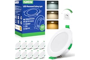 HOMEOW Spot LED Encastrable Dimmable 5W, Spot LED Encastrable 68mm-78mm Découpe, Blanc Chaud 2700K Blanc Neutre 4000K Blanc Froid 6000K Réglable Spot Salle de Bain IP44 pour Salon Cuisine, Lot de 10