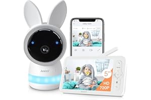 ARENTI Baby Monitor with Camera and Night Vision,2K Wifi Baby Camera,5-inch 720P Split Screen,App Control,Vox Mode,Cry&Motion Detection,Night Light,Auto Track,PTZ,Two Way Talk(Ainanny)