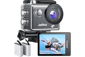 Jadfezy WiFi Action Cam mit 32GB Karte, 12MP Action Kamera Weitwinkel 2 "LCD-Bildschirm, Unterwasserkamera wasserdicht bis 30m/98FT mit 2×1050 mAh Batterien und Zubehör Kit für Helm und Fahrrad usw