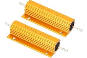 PATIKIL 2 Stück 100W 0.5 Ohm Aluminium Hülle Widerstand Gehäuse Draht Widerstände Schraube Tap Leistungswiderstand Goldton