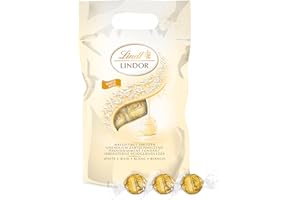 Lindt - Sachet Grand format LINDOR - Chocolat Blanc - Cœur fondant, 1kg