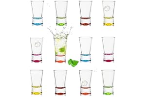 PLATINUX Set di 12 bicchieri da liquore colorati da 2,5 cl in vetro