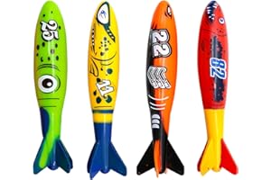COSORO 4 pièces Jouets de Piscine Enfant,Jouets de Plongée Torpilles Amusants,Jeu Piscine Enfant Extérieur L'été,pour Divertissements Entrainement sous - Marin Plongée Natation Garçon Fille 7-12 Ans